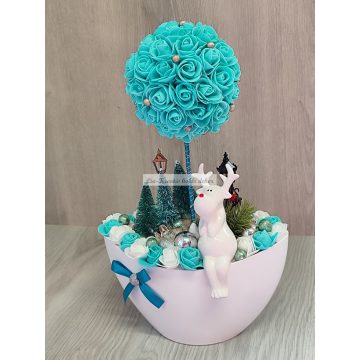 Karácsonyi asztaldísz türkiz