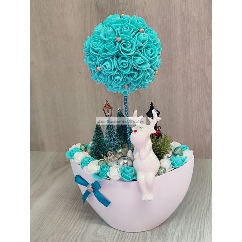 Karácsonyi asztaldísz türkiz