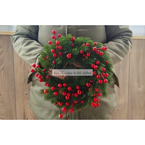 Karácsonyi ajtódísz 3D levelű műfenyő