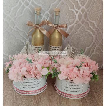 Szülőköszöntő szett_ selyem hortenziás virágboxokkal